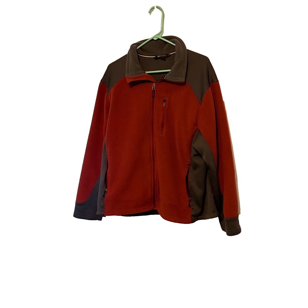 Tek Gear Men's L Dark Red Warm Gear Full Zip Fleece Jacket Active Outdoor